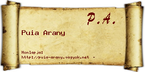 Puia Arany névjegykártya